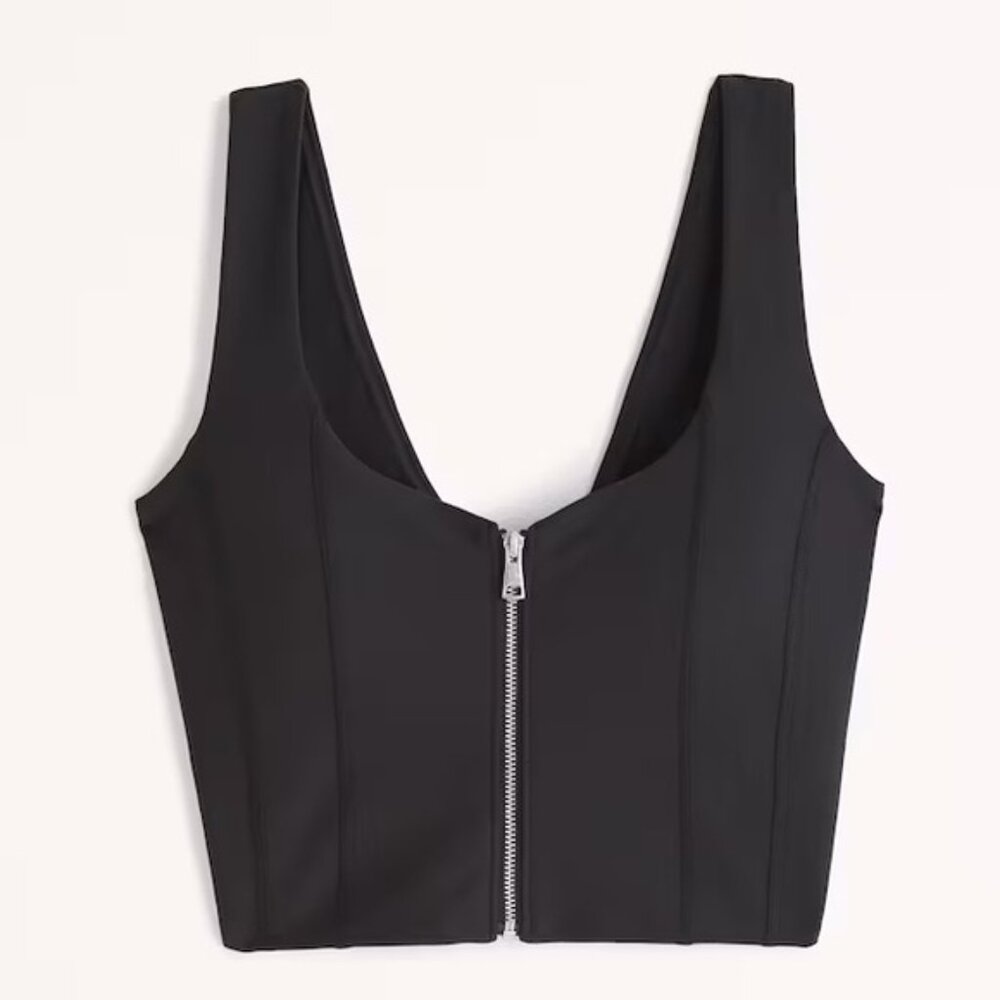 NWT Abercrombie & Fitch YPB Black Zippered Crop Top